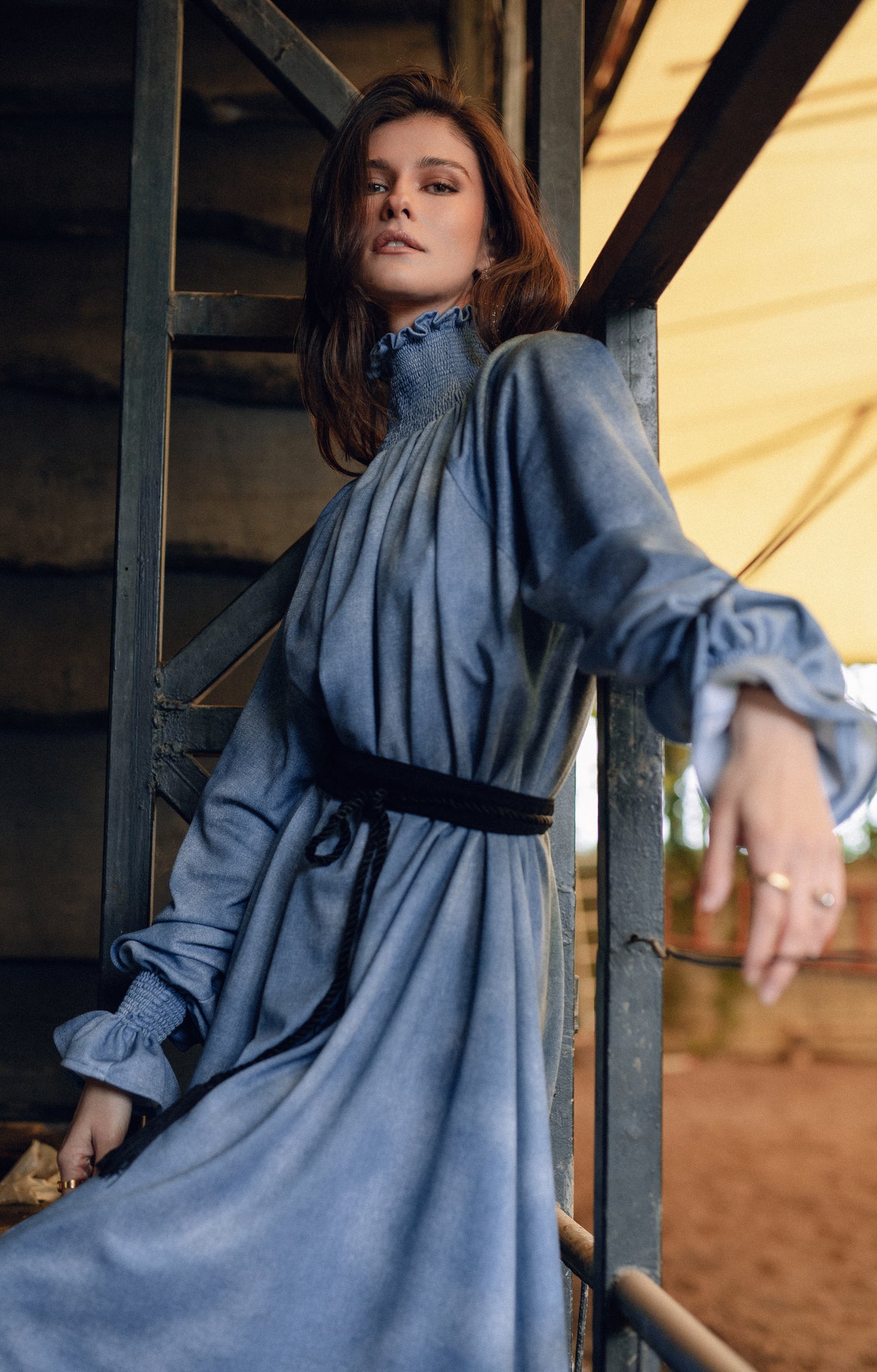 Sky blue oversized turtleneck dress - Custom Made - Bastet Noir