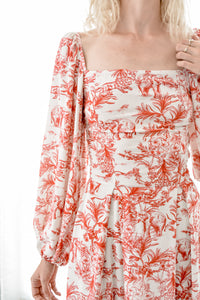 Willow Print Shirt Dress With Bell Sleeves - Bastet Noir