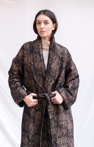 Chevron black and brown oversized coat
