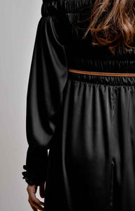 Black midi dress with smocking details