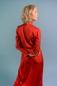 Red Turtleneck Maxi Dress - BastetNoir