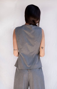 Grey Structured Suit Vest - Custom Made - Bastet Noir