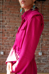 Hot pink shirt dress with pockets