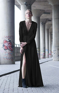 Black Bareback Bridesmaid Maxi Dress - Custom Made - Bastet Noir
