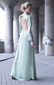 Mint Bareback Bridesmaid Maxi Dress - Custom Made - Bastet Noir
