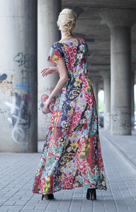 Floral maxi shirt dress - BastetNoir