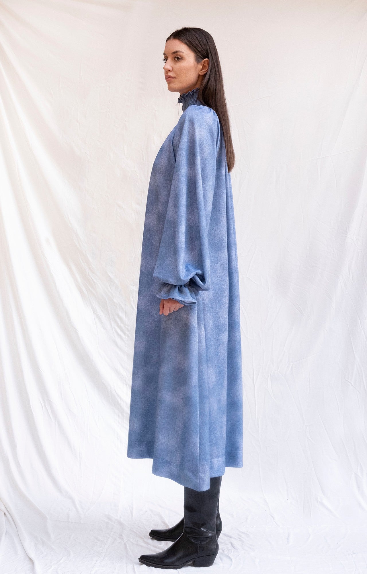 Sky blue oversized turtleneck dress - Custom Made - Bastet Noir