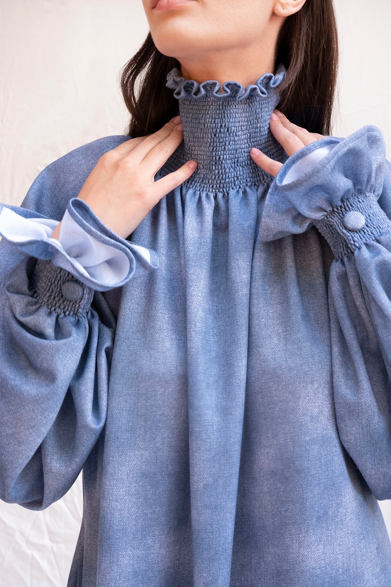 Sky blue oversized turtleneck dress - Custom Made - Bastet Noir