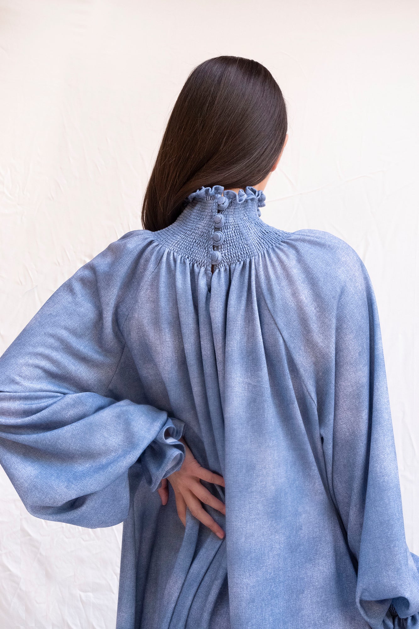 Sky blue oversized turtleneck dress - Custom Made - Bastet Noir