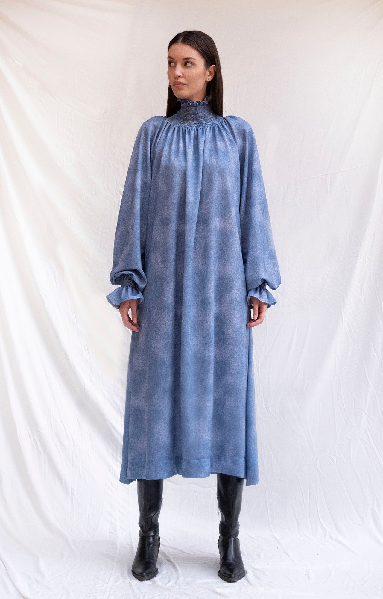Sky blue oversized turtleneck dress - Custom Made - Bastet Noir