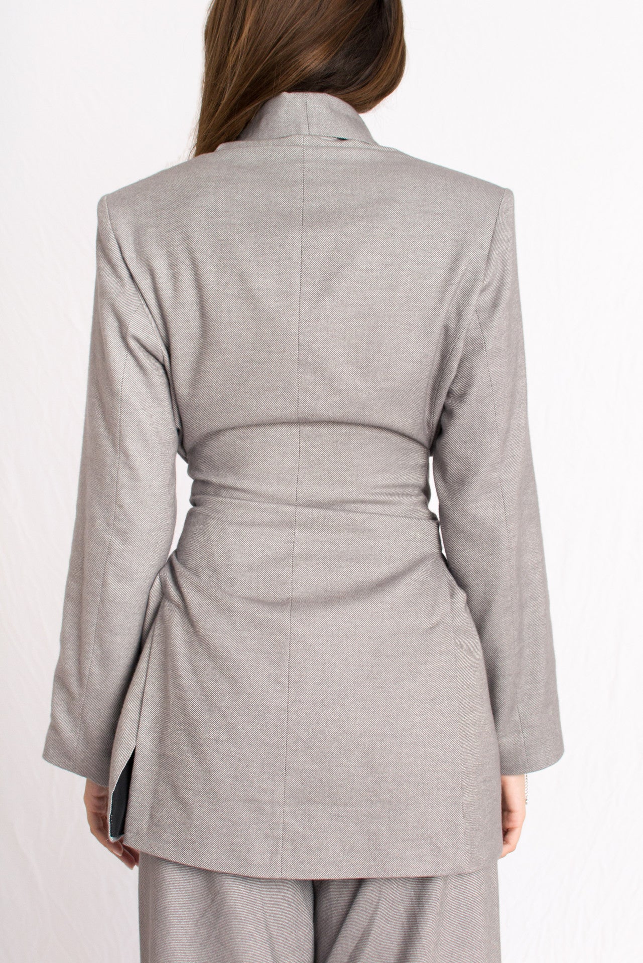 Grey cashmere wool women suit - Custom Made - Bastet Noir