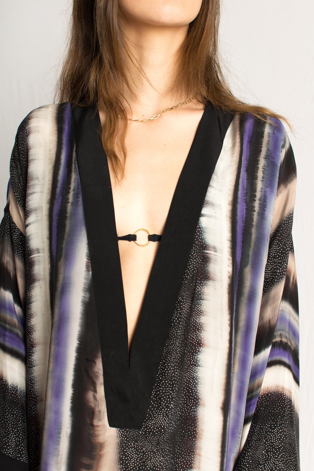 Silk kaftan purple maxi dress - Custom Made - Bastet Noir