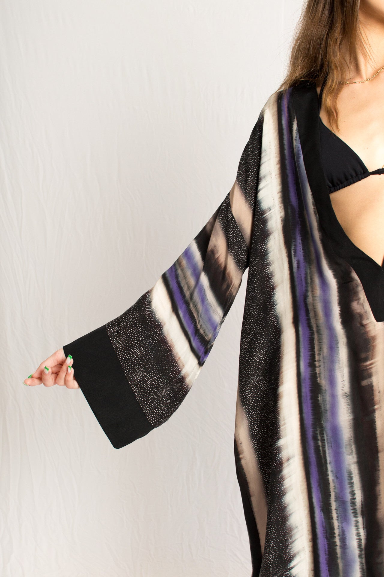 Silk kaftan purple maxi dress - Custom Made - Bastet Noir