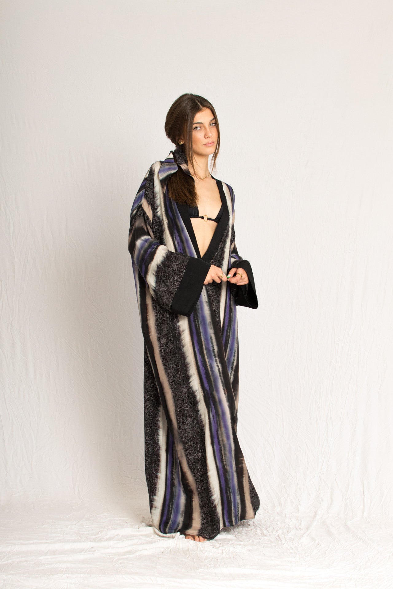 Silk kaftan purple maxi dress - Custom Made - Bastet Noir