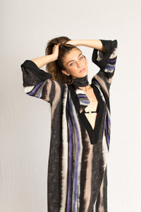 Silk kaftan purple maxi dress - Custom Made - Bastet Noir