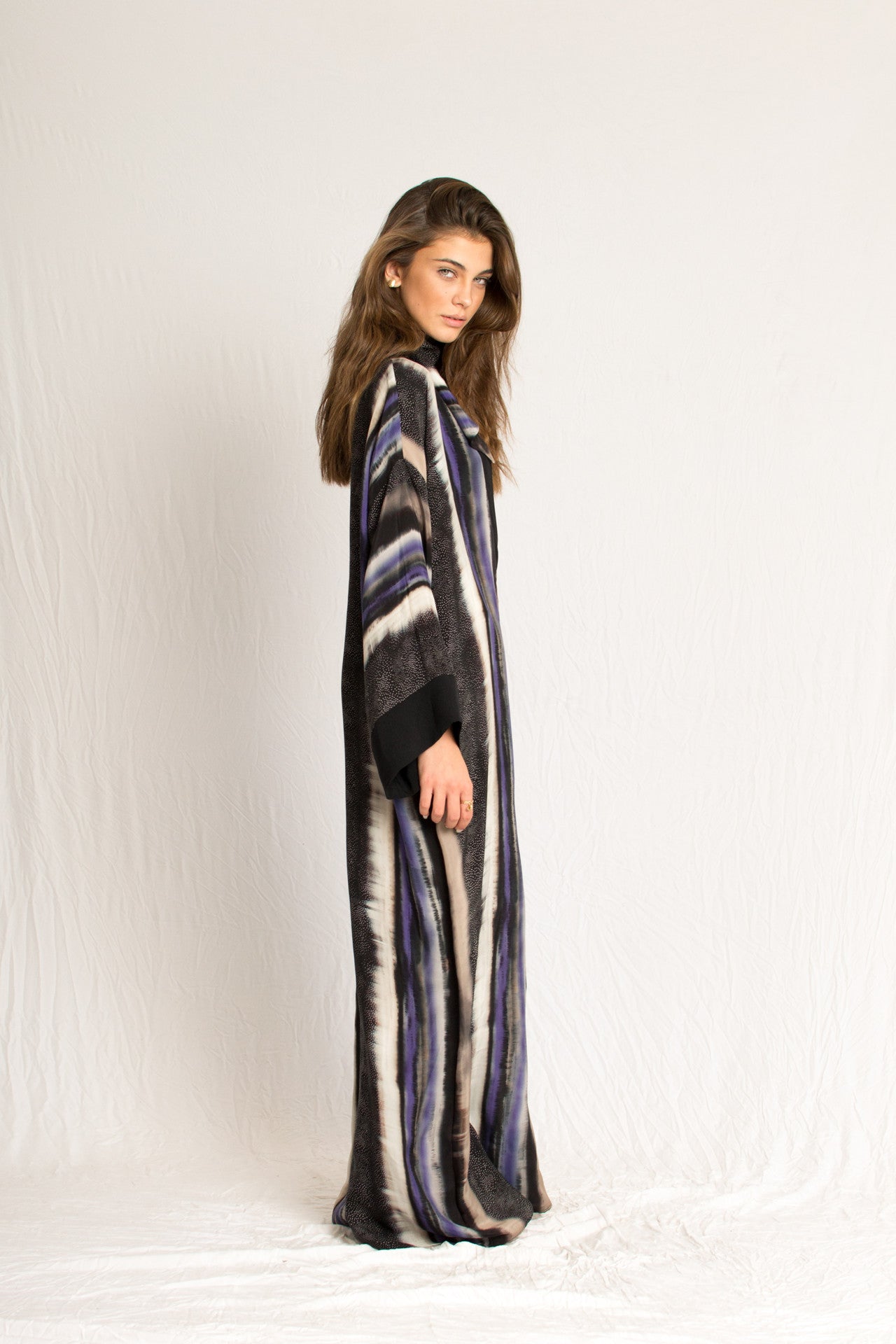 Silk kaftan purple maxi dress - Custom Made - Bastet Noir