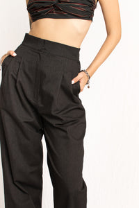 Dark grey wool high waist pants - Custom Made - Bastet Noir