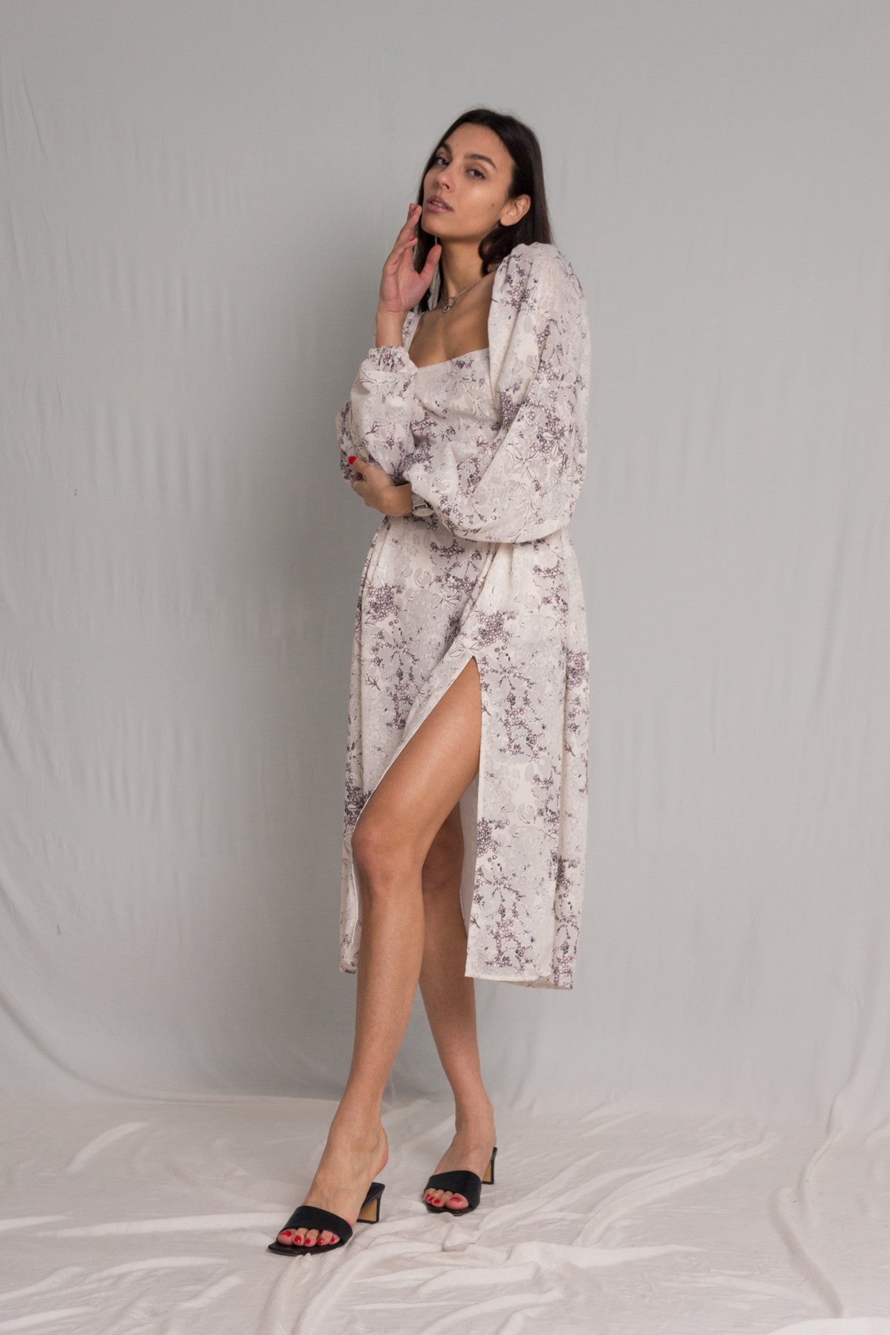 Strapless white floral Boho sundress - Custom Made - Bastet Noir