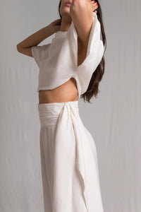 White satin women pants - Custom Made - Bastet Noir